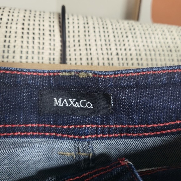 MAX&Co. Denim Skirt Womens Small Blue Mini Embroidered‎ Back Pockets Casual Jean - Picture 3 of 8